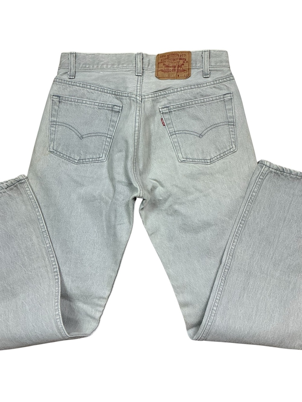 Vintage Levi’s 501 button fly 80s/90s light gray straight leg jeans 29 x 29 USA